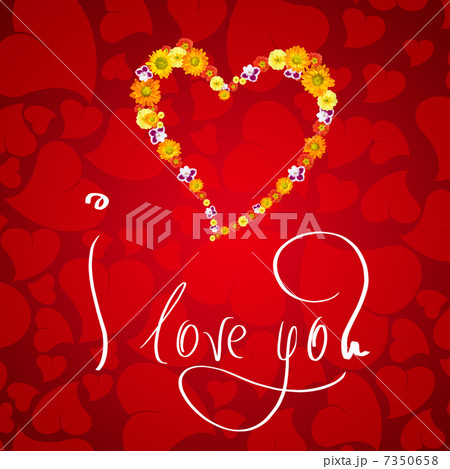 I love you. Card for Valentines day with small heart from flower 7350658
