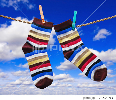 colorful socks hanging on clothespins 7352193