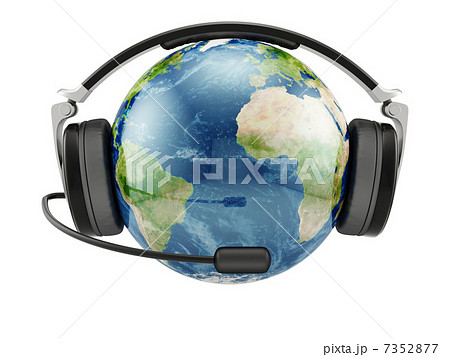 Earth planet with earphones and microphone Earth planet with earphones and microphone 7352877