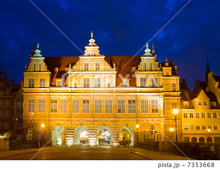 Green gate (zelena brama) at night, Gdansk 7353668