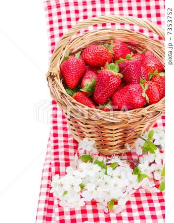 strawberry in basket and flowers 7353752