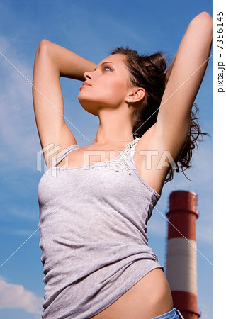 young sexy woman in blue jeans 7356145