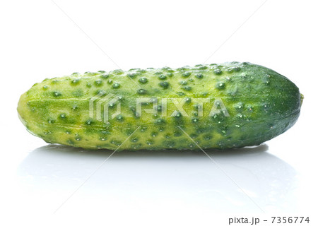 green cucumber with water drops isolated on white 7356774