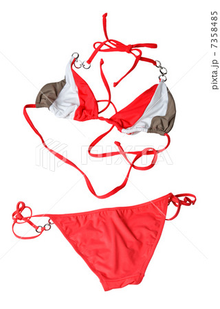 red woman swimming suit isolated on white 7358485