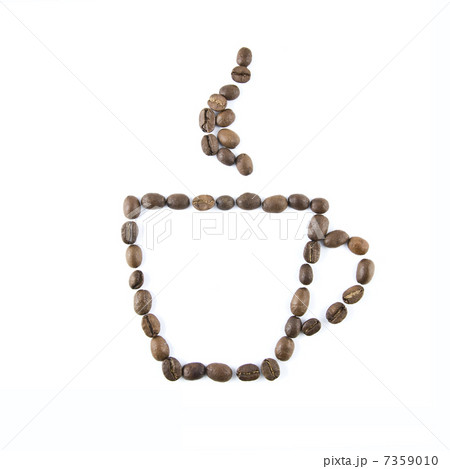 Coffee cup from coffee beans isolated on white 7359010