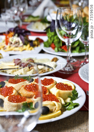 red caviar on the plate 7359656