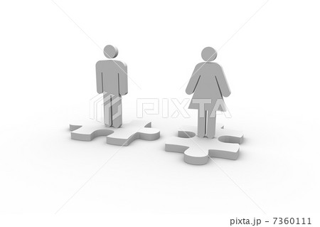 Human figures over jigsaw pieces separated 7360111