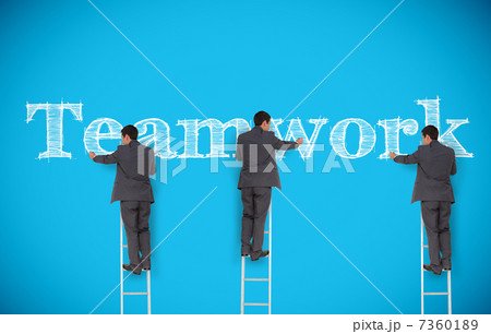 Multiple image of businessman writing teamwork 7360189
