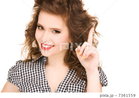 teenage girl with her finger up teenage girl with her finger up 7361559