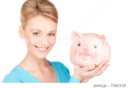 lovely woman with piggy bank 7362526