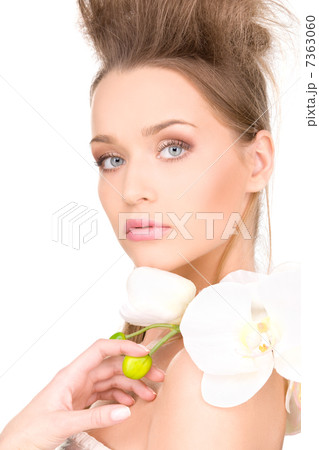 beautiful woman with white flower beautiful woman with white flower 7363060