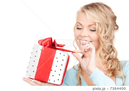 happy girl with gift box happy girl with gift box 7364400