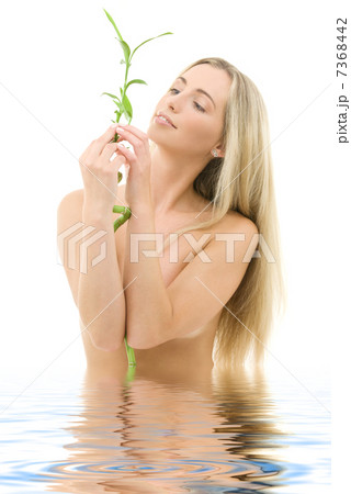 happy blonde with bamboo 7368442
