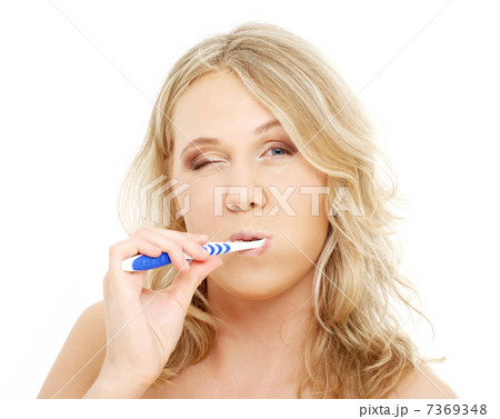 happy blond with toothbrush #2 7369348