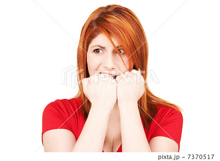unhappy redhead woman unhappy redhead woman 7370517