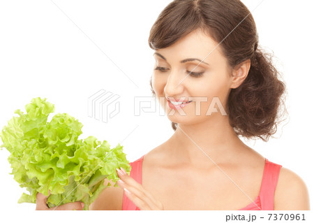 woman with lettuce woman with lettuce 7370961
