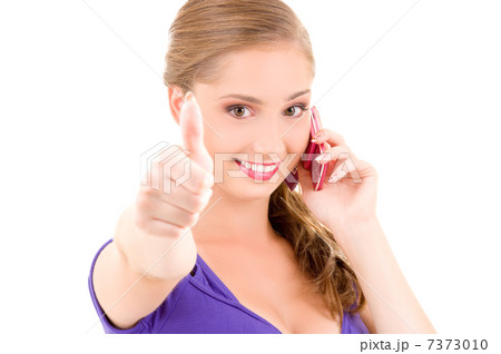 happy girl with pink phone happy girl with pink phone 7373010