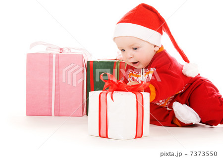 santa helper baby with christmas gifts 7373550