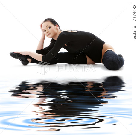 fitness in black leotard on white sand #5 fitness in black leotard on white sand #5 7374038