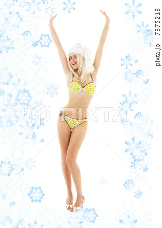 santa helper blond on high heels with snowflakes santa helper blond on high heels with snowflakes 7375213
