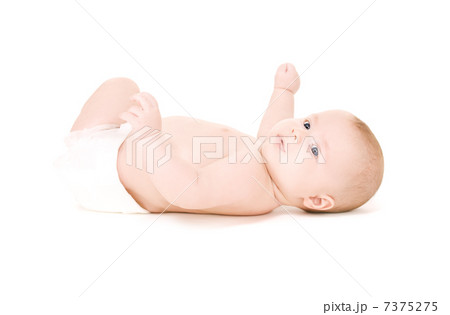 laying baby boy in diaper 7375275