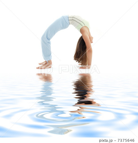 urdhva dhanurasana upward bow pose on white sand 7375646