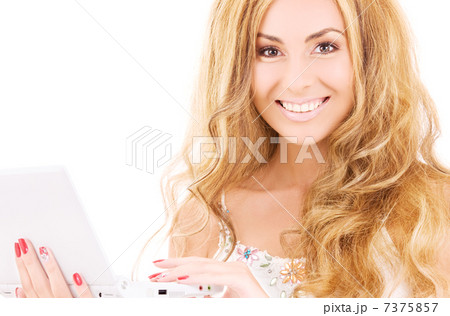 happy woman with laptop computer happy woman with laptop computer 7375857