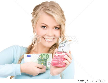 lovely woman with purse and money 7376157