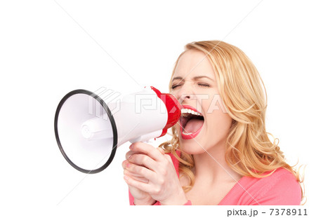 woman with megaphone woman with megaphone 7378911