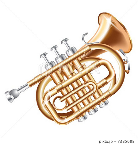 Musical background series. Classical mini trumpet,, isolated in white background Musical background series. Classical mini trumpet,, isolated in white background 7385688