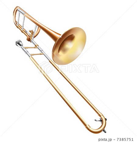 Musical background series. Classical trombone, isolated in white background Musical background series. Classical trombone, isolated in white background 7385751
