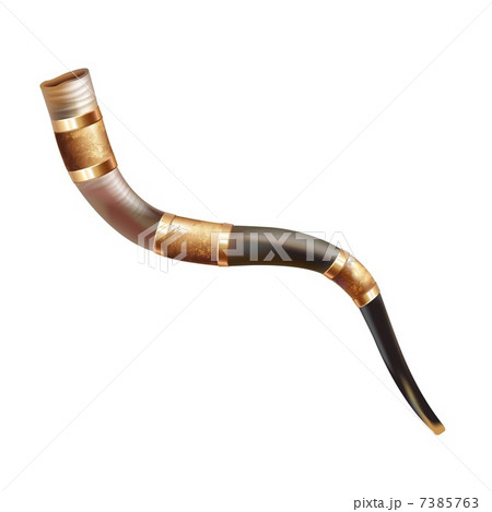 Musical background series. Traditional ram horn (shofar), isolated in white background 7385763