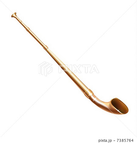 Musical background series. Traditional Alpine horn, isolated in white background 7385764