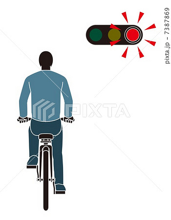 自転車と赤信号のイラスト素材