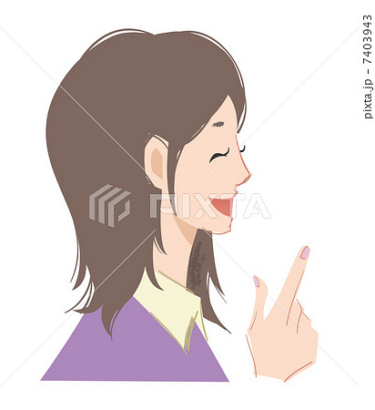 指を指す女性 笑顔右向き のイラスト素材