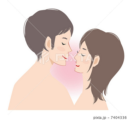 向き合う男女 キス のイラスト素材 7404336 Pixta