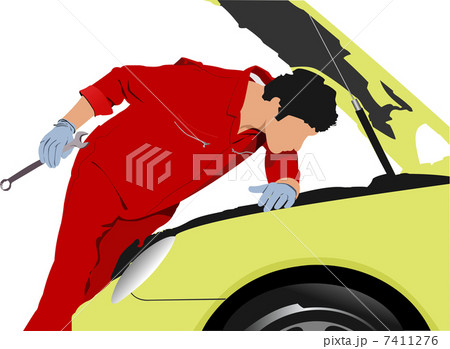 A vector illustration of an auto mechanic A vector illustration of an auto mechanic 7411276
