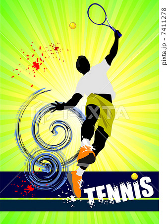 Tennis player poster. Colored Vector illustration for designers 7411278