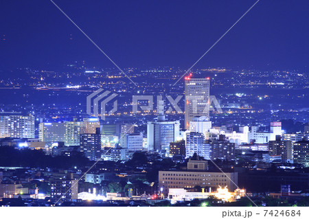山形駅前 夜景 【横版】 7424684