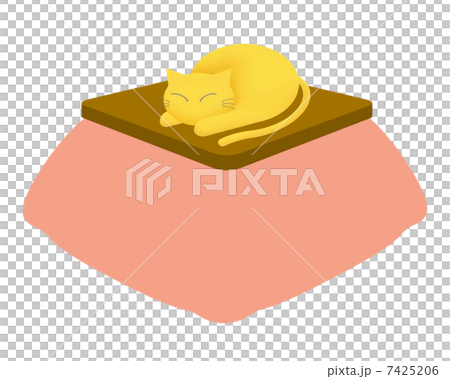 Cat sleeping on a kotatsu 7425206