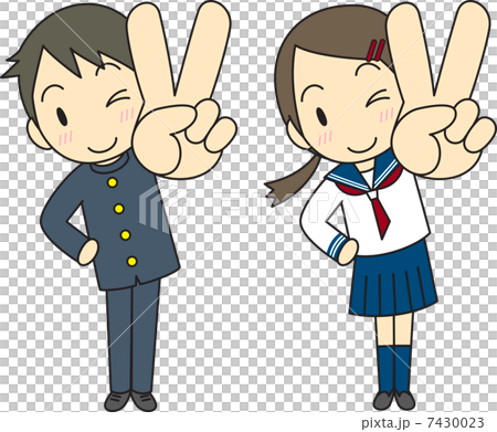 Vサイン 学生 学生服 セーラー服 Vサイン 学生 学生服 セーラー服 7430023