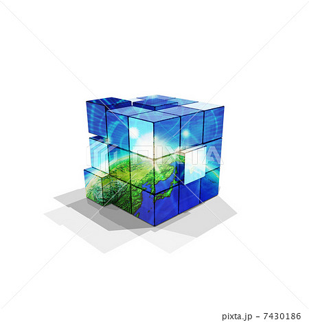 地球規模のインターネット ルービックキューブのイラスト素材