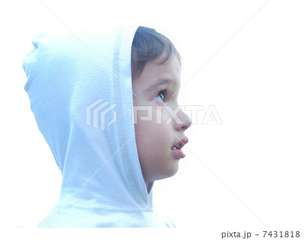 Outdoor isolated kid with sad expression on face 7431818
