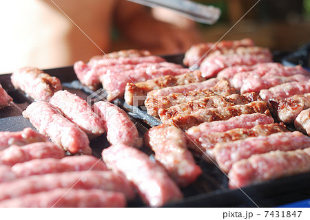 Cevap, a kind of rolled minced meat prepared on grill similar to Turkish kebab Cevap, a kind of rolled minced meat prepared on grill similar to Turkish kebab 7431847