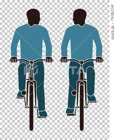 道交法違反並列走行する自転車のイラスト素材