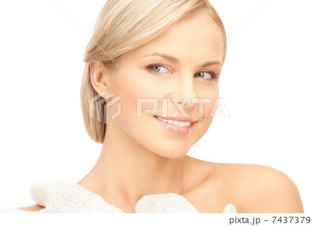 beautiful woman in white mittens 7437379
