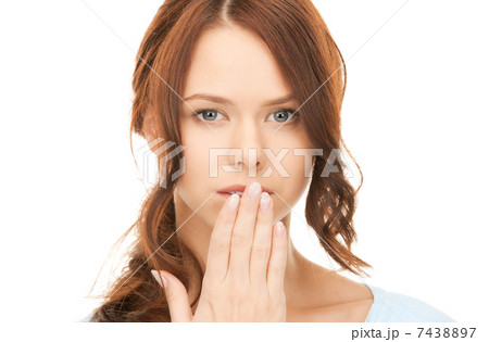 hand over mouth hand over mouth 7438897