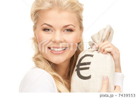 woman with euro signed bag 7439553