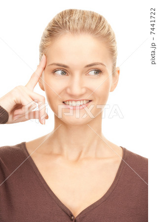 pensive businesswoman over white pensive businesswoman over white 7441722