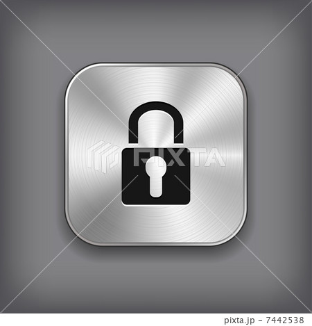 Lock icon - vector metal app button 7442538